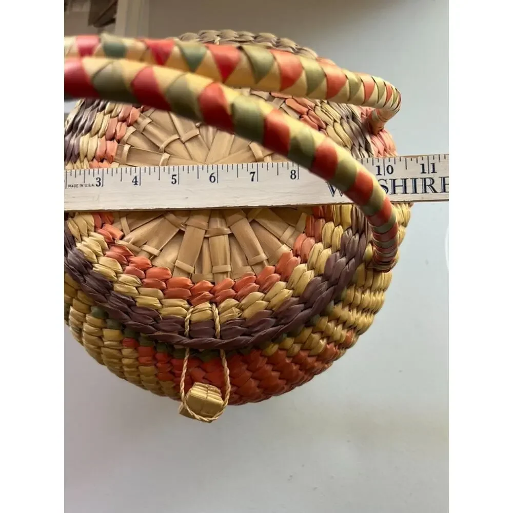 Handwoven Large Basket with Lid Double Handles